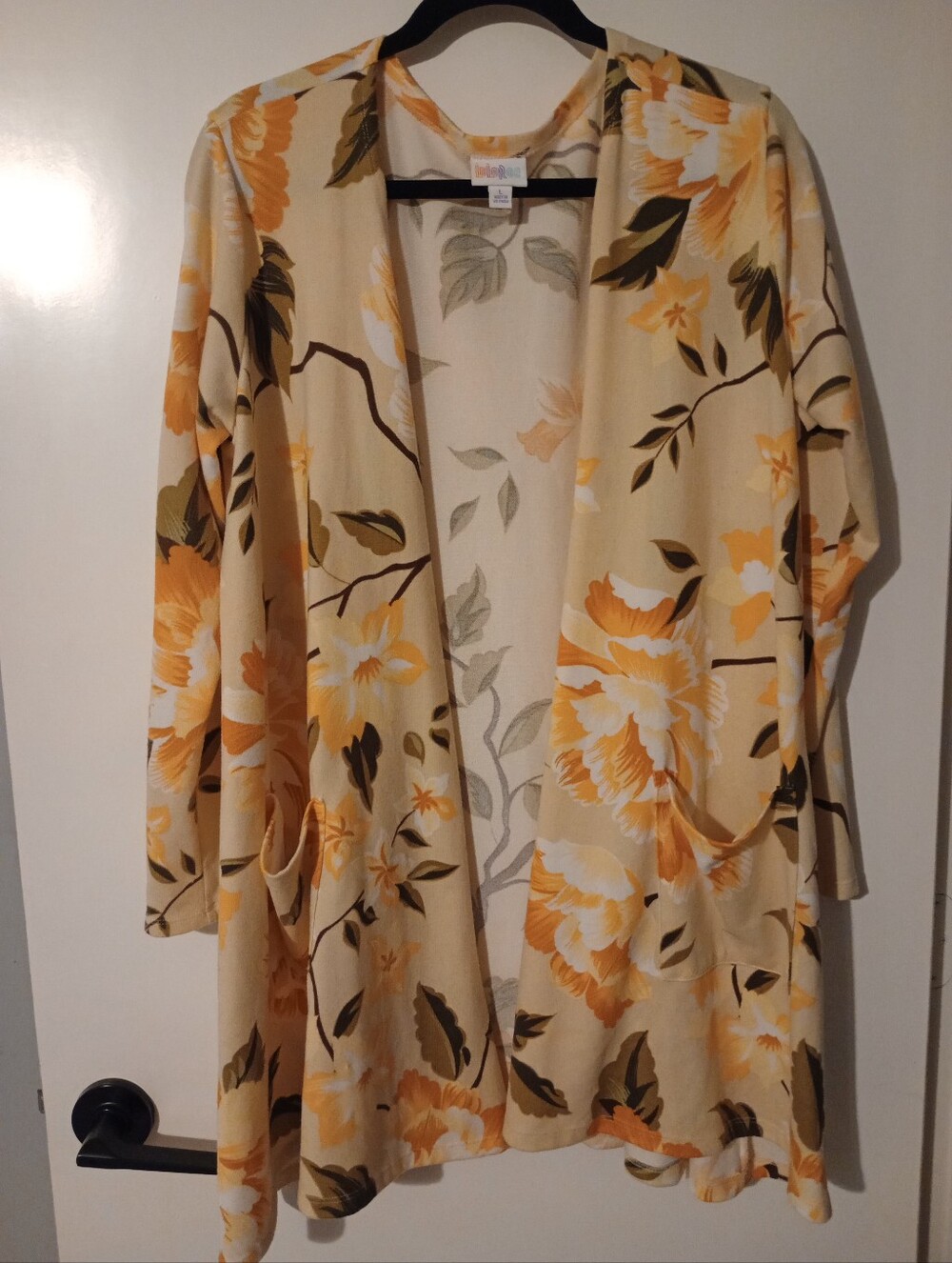 Floral Open-Front Knit Cardigan Size Large LuLaRoe